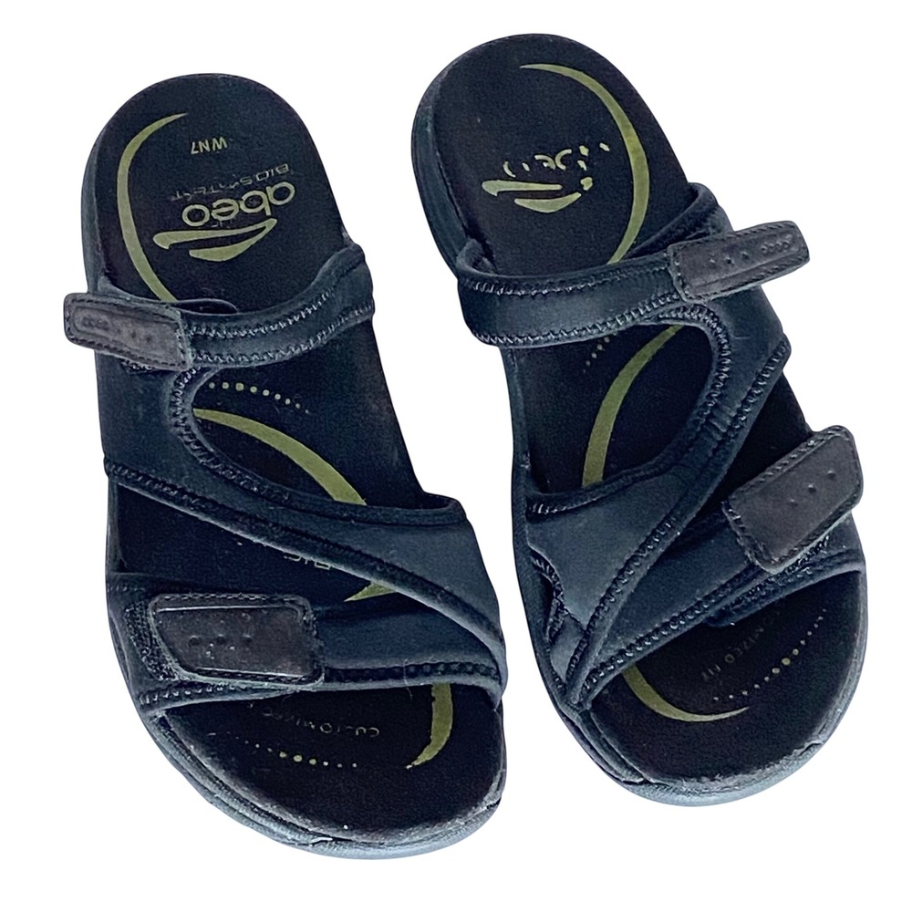 Abeo BIOsystem Gayla Black Comfort Walking Sandals Women 7 Neutral Strappy Slide